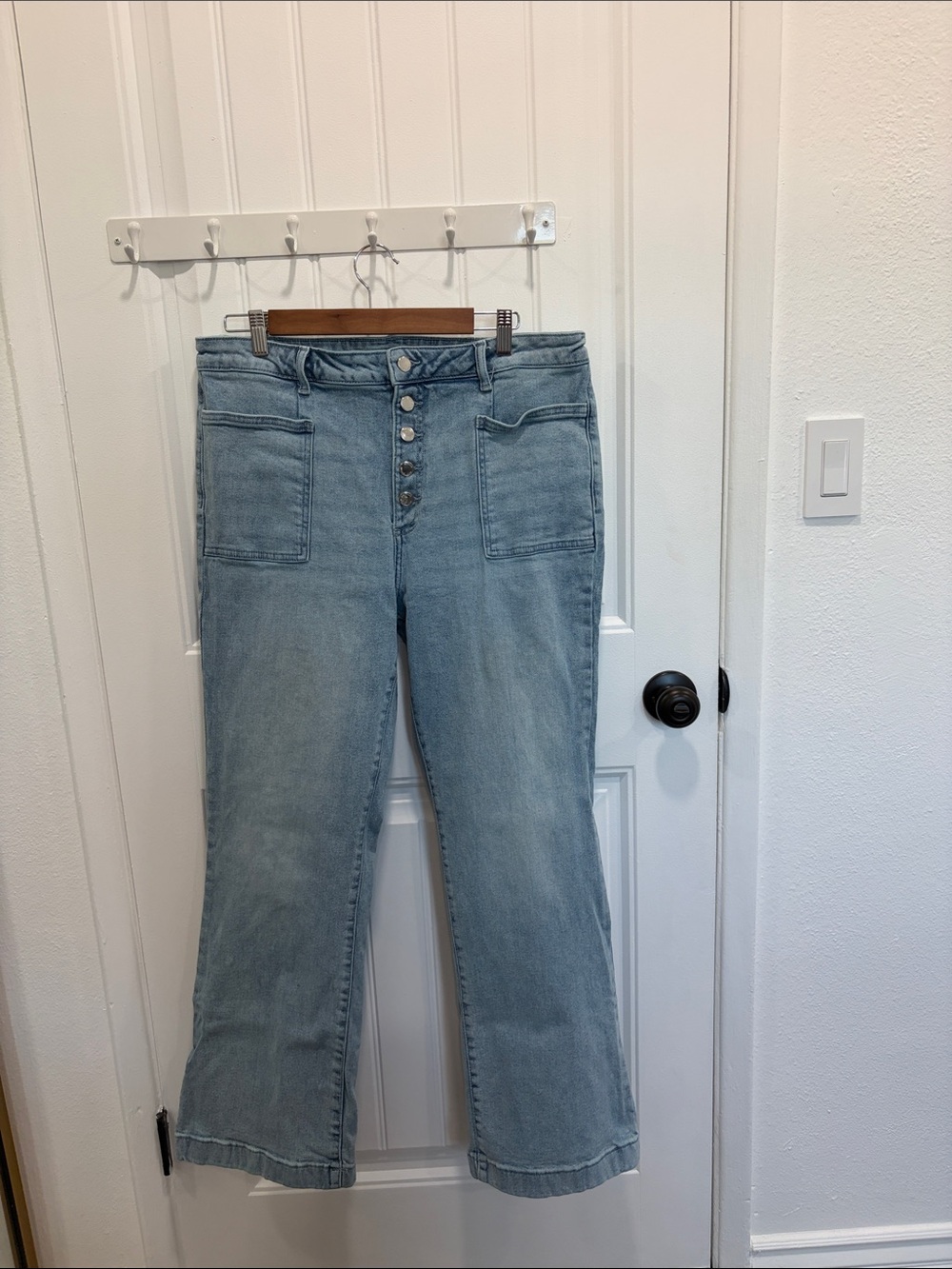 Michael Kors Light Blue High-Rise Wide-Leg Jeans
